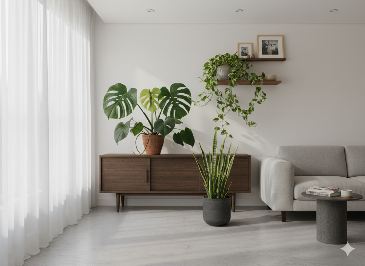 Plants in modern home interior